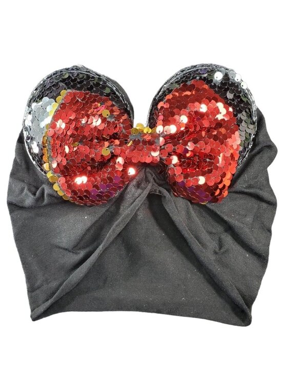 None Other - Minnie Mouse Turban Infant Ears Red Sequin Hair Bows Headband Hair Care Baby
